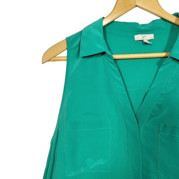 JOIE Women's 100% Silk Crepe Green Pleated Skirt Dress Size Small - Picture 3 of 12